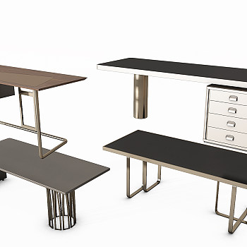 Z02-0724现代简约轻奢书桌办公桌写字台3d模型下载