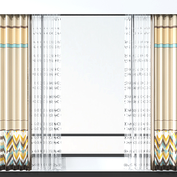 现代窗帘3d模型下载