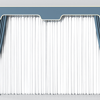 新中式窗帘3d模型下载