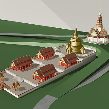 泰式古建筑佛塔3d模型下载