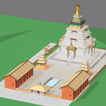 古建筑埃及塔楼门楼3d模型下载