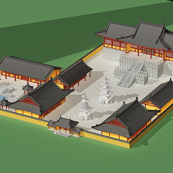 古建筑寺庙牌楼3d模型下载