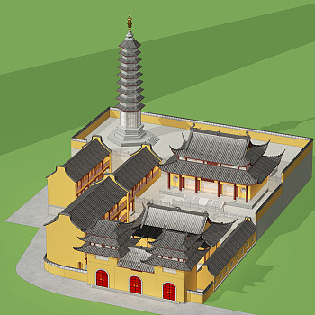 古建筑寺庙牌楼塔楼3d模型下载