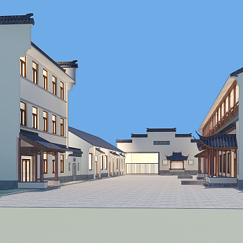 中式徽派建筑古建3d模型下载