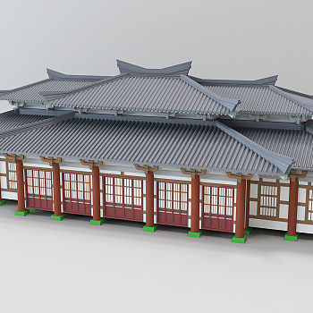 中式古建筑偏殿3d模型下载
