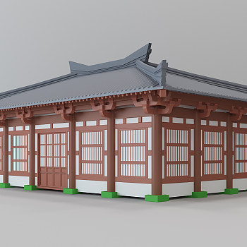 中式古建筑前殿3d模型下载