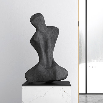 新中式抽象人物雕塑摆件3d模型下载