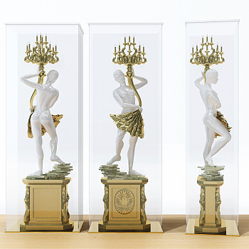 欧式人物雕塑摆件摆台落地灯3d模型下载