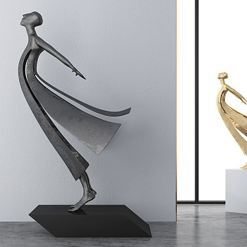 现代抽象人物雕塑摆台摆件3d模型下载