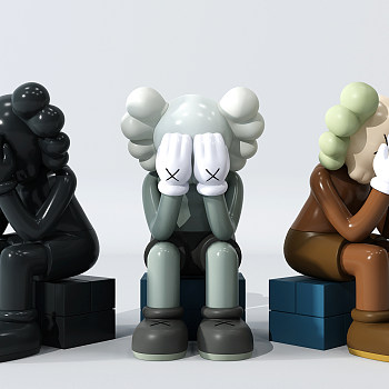 现代小熊雕塑摆件3d模型下载