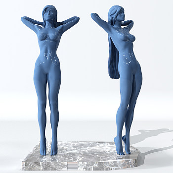 现代女性人物雕塑3d模型下载