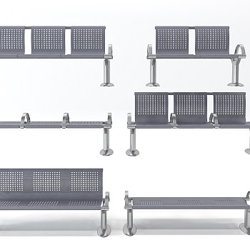 现代不锈钢公共座椅3d模型下载