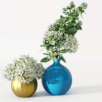 现代花瓶植物3d模型下载