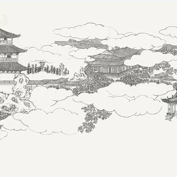 新中式山水图案壁纸壁布背景画材质贴图 (7)