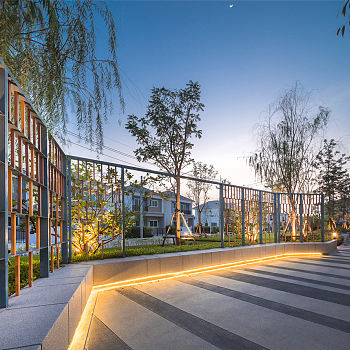 新中式园林景观庭院黄昏凌晨景观窗口材质贴图 (21)