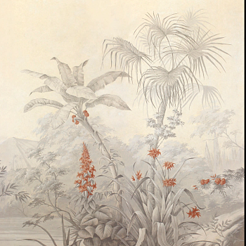 欧式法式美式手绘植物图案壁纸壁画壁布 (3)