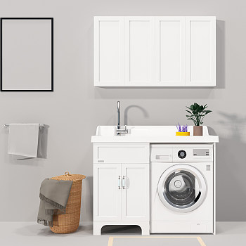 现代洗衣机洗手台装饰组合3d模型下载
