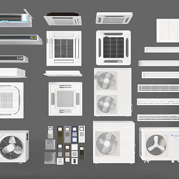 空调外机风口组合3d模型下载