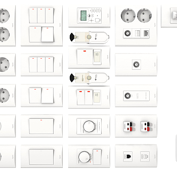 电源插座开组合3d模型下载