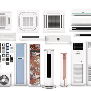 现代空调柜机可视对讲室外机组合3d模型下载