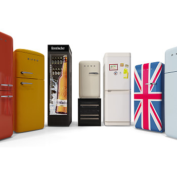 现代迷你小冰箱冰柜冷藏柜组合3d模型下载