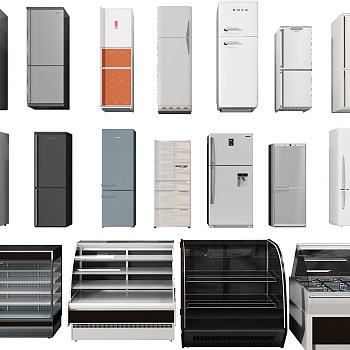 现代冰箱保鲜柜组合3d模型下载