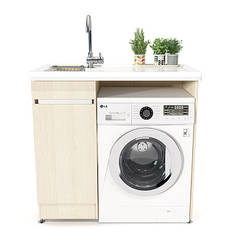 洗衣机洗手台组合3d模型下载
