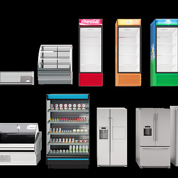 现代保鲜柜冰箱组合3d模型下载