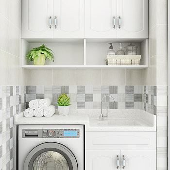 洗衣机吊柜组合3d模型下载