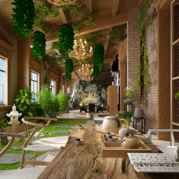 室内花园茶室3d模型下载