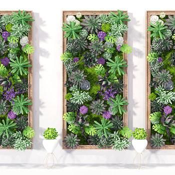 现代植物墙3d模型下载