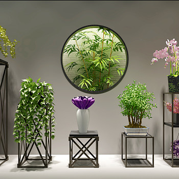植物花架盆栽组合3d模型下载