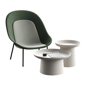 现代休闲椅茶几组合3d模型下载