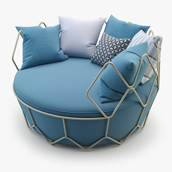 现代铁艺异形个性单人沙发3d模型下载