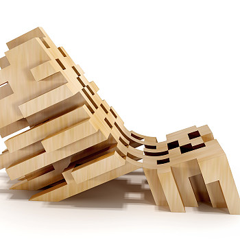 异形木质休闲椅3d模型下载