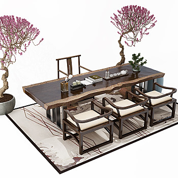 茶桌椅组合3d模型下载