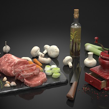 厨房用品食物3d模型下载