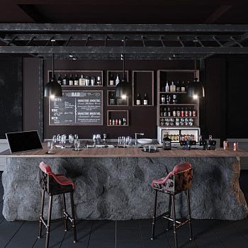 现代 酒吧 cr材质有贴图3d模型下载