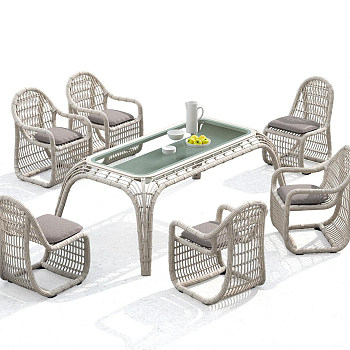 餐桌椅组合3d模型下载