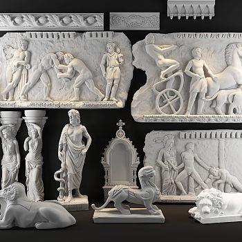 雕塑罗马柱3d模型下载