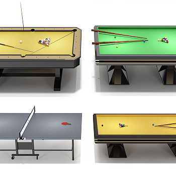 台球桌乒乓球桌组合3d模型下载