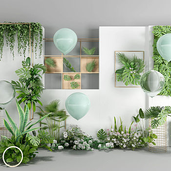 景观植物墙3d模型下载