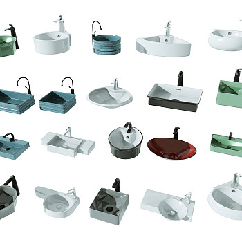 现代洗手盆台上盆组合3d模型下载