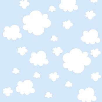儿童房女孩房男孩房卡通壁纸云朵图案壁纸 (1)