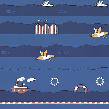 地中海儿童房男孩房女孩房航海主题壁纸 (10)