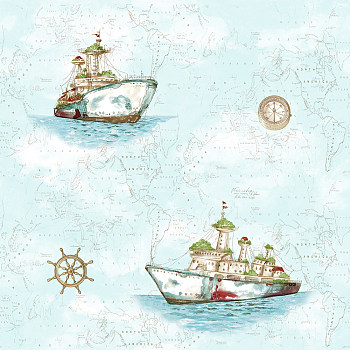 地中海儿童房男孩房女孩房航海主题壁纸 (13)