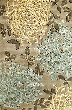新中式菊花牡丹花花瓣图案地毯贴图 (3)