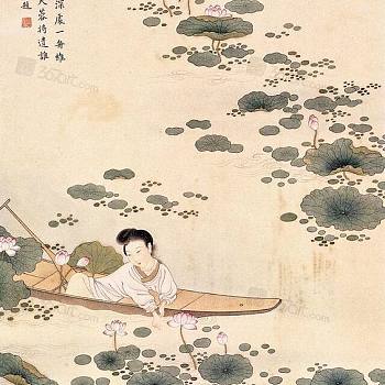 中式古典人物美女仕女图人物字画 (65)