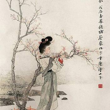 中式古典人物美女仕女图人物字画 (17)