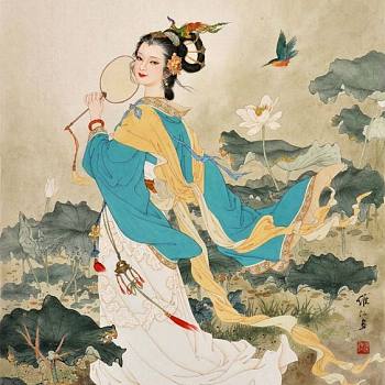 中式古典人物美女仕女图人物字画 (98)